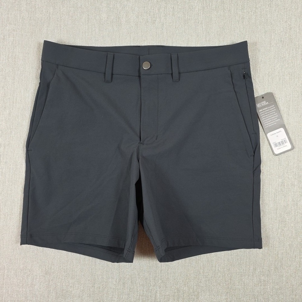 NWT CRZ Yoga Golf Shorts Mens 32W Gull Gray Chino Flat Stretch Performance Tech